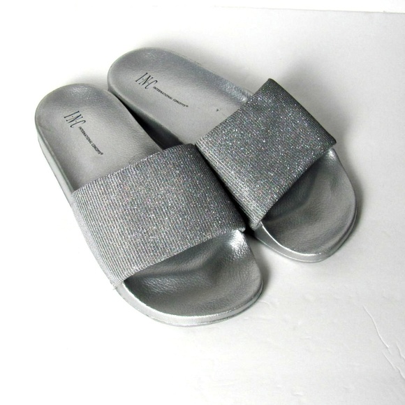 silver sparkly slides